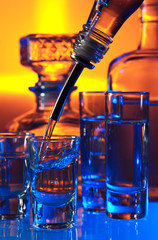 vodka  on glass table