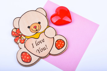 Wooden  bear  with text 