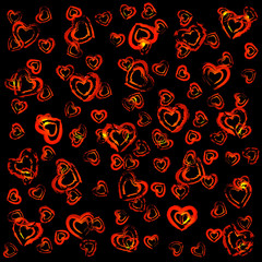 Red hearts on black