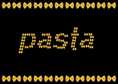 Name of Pasta on the black background