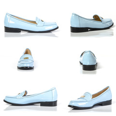Women's blue shoes isolated on white