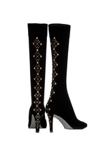 black female boots with heels on a white background