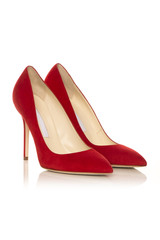 red female  low shoe  on a white background