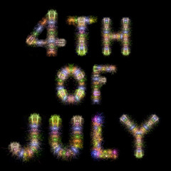 Fourth of July colorful sparkling fireworks horizontal black sky