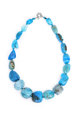 necklace with blue gems on a white background