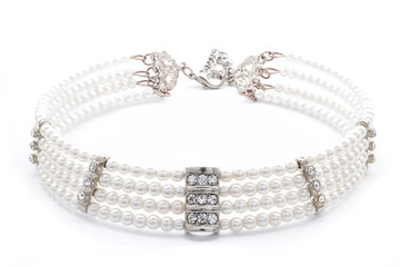 pearl necklace on a white background - 99713764