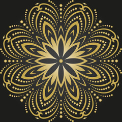 Oriental Abstract Vector Golden Round Pattern