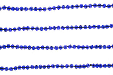 blue beads on a white background
