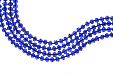 blue beads on a white background