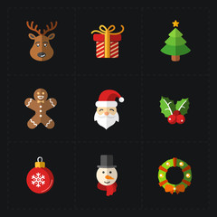 Christmas color icons collection - vector illustration.