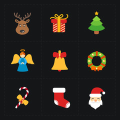 Christmas color icons collection - vector illustration.