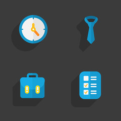 Four flat education icons set on Dark Background