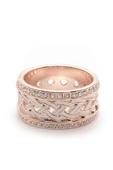 gold ring with an ornament on a white background