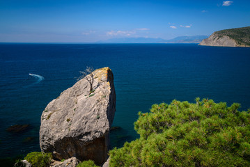 Amazing seascape on a rocky mountain