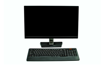 monitor and keyboard on a white background