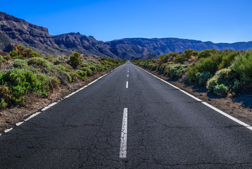 Road  in El Teide National Park Tenerife Canary Islands Spain