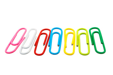 colored paper clips isolated