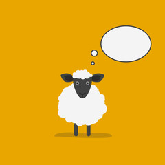 Vector illustration of sheep and a speech bubble