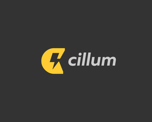 Abstract letter C logo. Dynamic unusual font. Universal fast speed fire moving quick energy icon. Flash vector logotype. Rapid thunderbolt  superhero t shirt print, apparel fashion tee symbol. 