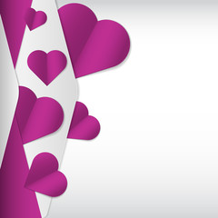 Romantic background with paper cut hearts and space for text.  Vector illustration.