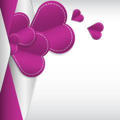Romantic background with paper cut hearts and space for text.  Vector illustration.
