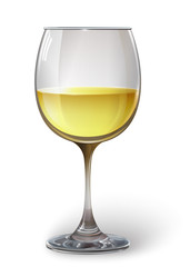 Glass wine glass with white wine. Vector