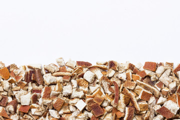Dry orange skin chopped background.