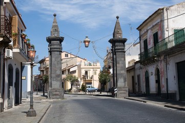 Town Piedimonte in the mountains of Sicily, Italy