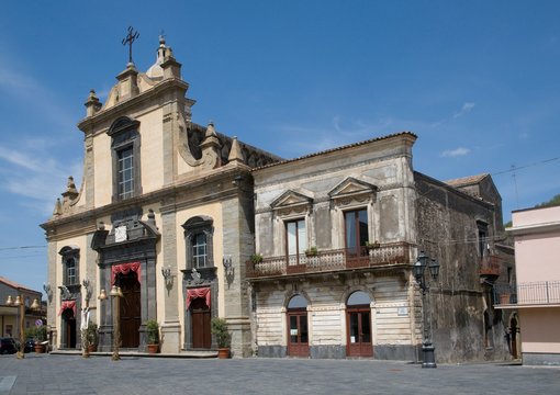 Baroque church in the town Linguaglossa , Sicily, Italy