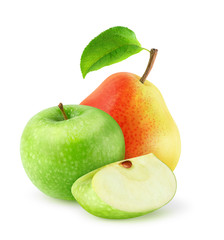 Fresh apple and pear isolated