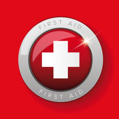 First aid icon vector button