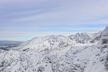Fototapeta na wymiar Kasprowy Wierch peak on Zakopane of Tatra Mountains in winter