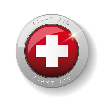 First aid icon vector button