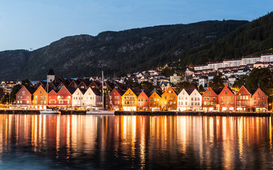 The famous Bryggen Hanseatic wharf houses.Bergen, Norway.