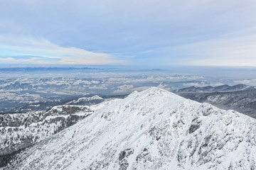 Panoramic view from Kasprowy Wierch  in Zakopane in Tatra Mounts