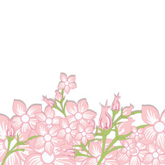 Obraz na płótnie Canvas Vintage wedding invitation with colorful pink spring flowers. Ve