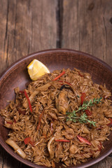 Rice with meat, vegetables and herbs for Thai