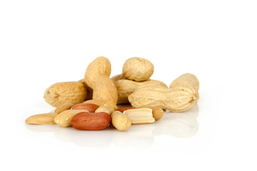 peanuts on a white background with shell