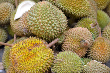 Naklejka na ściany i meble Group of durian in the market...