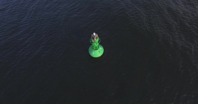 aerial view of an bouy in the ocean