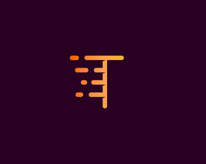Abstract letter T logo design template.  Dynamic vector unusual line font. Universal fast speed fire moving water quick energy drop icon symbol mark.