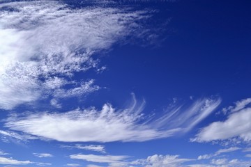 Cirrus clouds in blue sky background