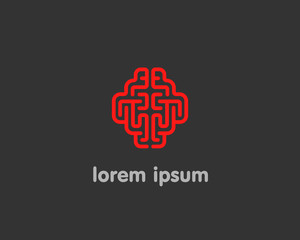 Abstract brain logo generate idea design template. Color line android sign. Universal smart mind maze game vector icon.
