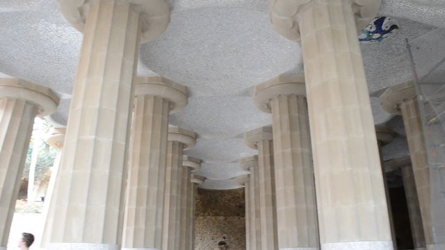 Ceiling of the common-room one hundred pillars park Guell in Barcelona - Spain.