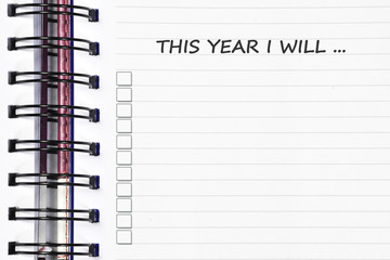 this year I will words on spring note book