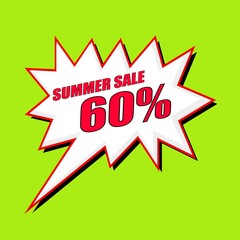 Summer Sale 60 percent wording speech bubble