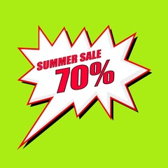 Summer Sale 70 percent wording speech bubble