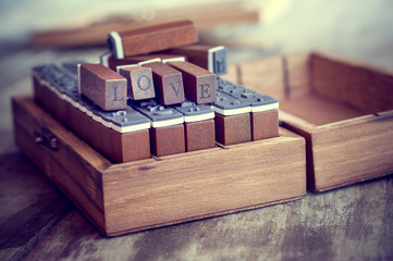 Wooden Stamps of love letters