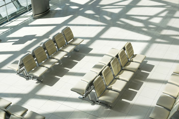 Empty chair for passengers boarding at airports.