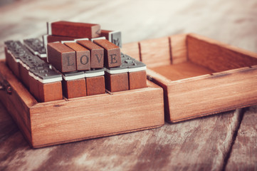 Wooden Stamps of love letters